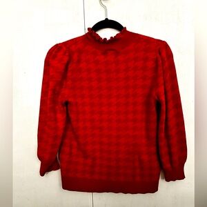 red houndstooth pattern sweater by Ann Taylor